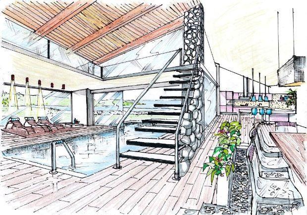 DISEGNO PISCINA EFFETTO MARE, IN CASA